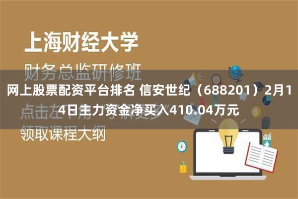 网上股票配资平台排名 信安世纪（688201）2月14日主力资金净买入410.04万元